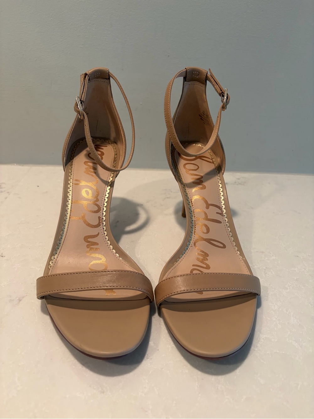 Sam Edelman Beige Ankle-Strap Heels size 10